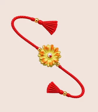 Nettyam Eco-Friendly Rakhi (Yellow-Orange) Made with Gou Dung
