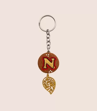 Nettyam Eco-Friendly Handmade Gomay Keychain with Leaf Charm