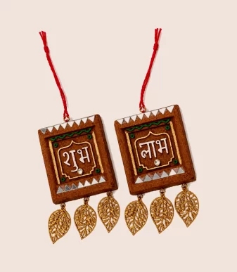 Nettyam Handcrafted Gomay Shubh Labh Wall Hanging – Festive Door Decor