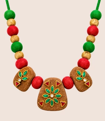 Nettyam Handcrafted Gomay Floral Necklace Traditional Embellishments